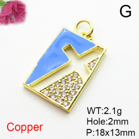 Fashion Copper Pendant  Micro Pave Cubic Zirconia & Enamel  XFPC04884avja-L035