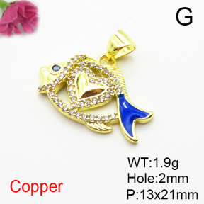 Fashion Copper Pendant  Micro Pave Cubic Zirconia & Enamel  XFPC04902baka-L035
