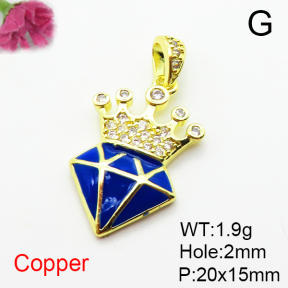 Fashion Copper Pendant  Micro Pave Cubic Zirconia & Enamel  XFPC04917baka-L035