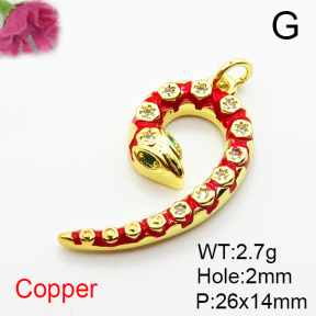 Fashion Copper Pendant  Micro Pave Cubic Zirconia & Enamel  XFPC04959baka-L035