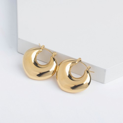 Stainless Steel Earrings Handmade Polished Hollow,Heart PVD Vacuum Plating Gold WT:8.6g E:25x30mm GEE000922vhkb-066