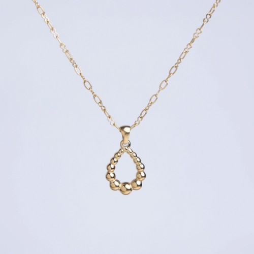 Stainless Steel Necklace Handmade Polished Water Drop PVD Vacuum Plating Gold WT:5.8g P:20x16mm N:2.5x400mm+50mm(T) GEN001023bhva-066