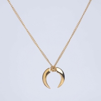 Stainless Steel Necklace Handmade Polished Ox Horn PVD Vacuum Plating Gold WT:7.1g P:21mm N:2x430mm+50mm(T) GEN001024bhva-066