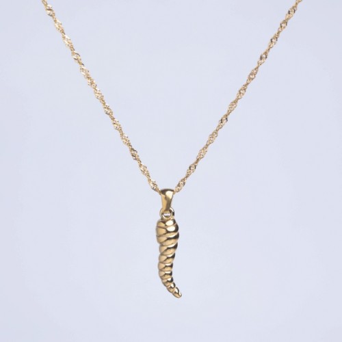 Stainless Steel Necklace Handmade Polished Snail PVD Vacuum Plating Gold WT:5.7g P:24x7mm N:2x400mm+50mm(T) GEN001027bhva-066