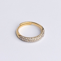Stainless Steel Ring Czech Stones,Handmade Polished PVD Vacuum Plating Gold WT:2.1g R:4mm GER000599bhia-066