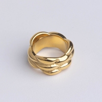 Stainless Steel Ring Handmade Polished PVD Vacuum Plating Gold WT:11.7g R:11mm GER000600bhva-066