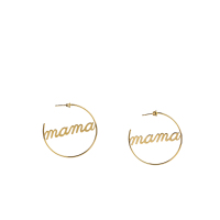 Stainless Steel Earrings Handmade Polished Hoop,mama PVD Vacuum Plating Gold WT:5g E:42mm