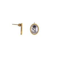 Stainless Steel Earrings Shell,Handmade Polished & Blacken Oval PVD Vacuum Plating Gold WT:4.5g E:17x13mm GEE000963bhia-066