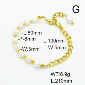 Stainless Steel Bracelet  Cultured Freshwater Pearls  6B3001868bhva-908