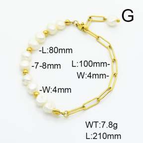 Stainless Steel Bracelet  Cultured Freshwater Pearls  6B3001870bhva-908