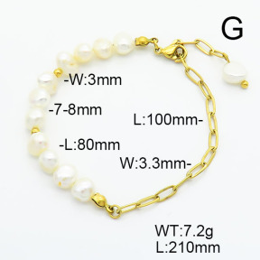 Stainless Steel Bracelet  Cultured Freshwater Pearls  6B3001872bhva-908