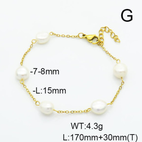 Stainless Steel Bracelet  Cultured Freshwater Pearls  6B3001876bbov-908