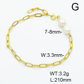 Stainless Steel Bracelet  Cultured Freshwater Pearls  6B3001878vbnb-908