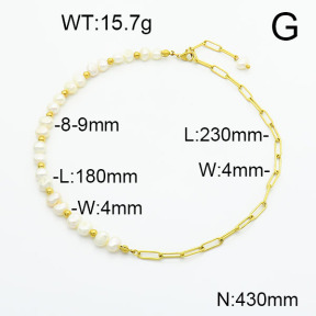 Stainless Steel Necklace  Cultured Freshwater Pearls  6N3001389vhmv-908