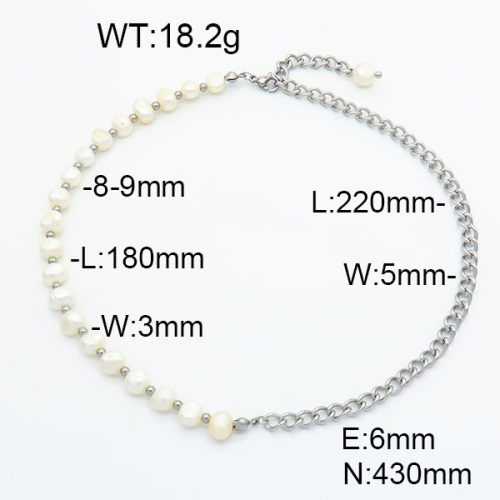 Stainless Steel Necklace  Cultured Freshwater Pearls  6N3001392ahlv-908