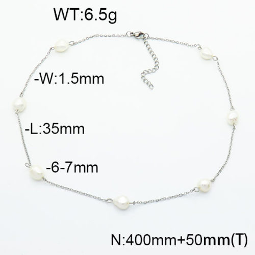 Stainless Steel Necklace  Cultured Freshwater Pearls  6N3001396bhva-908