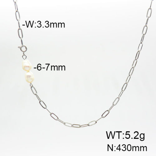 Stainless Steel Necklace  Cultured Freshwater Pearls  6N3001398bbov-908