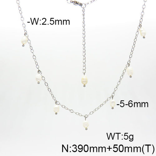 Stainless Steel Necklace  Cultured Freshwater Pearls  6N3001400bhbl-908