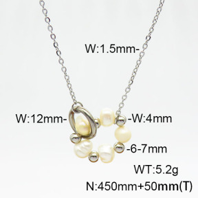 Stainless Steel Necklace  Cultured Freshwater Pearls  6N3001404bbml-908