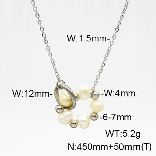 Stainless Steel Necklace  Cultured Freshwater Pearls  6N3001404bbml-908