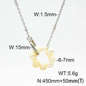 Stainless Steel Necklace  Cultured Freshwater Pearls  6N3001406bbml-908