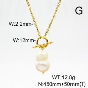 Stainless Steel Necklace  Cultured Freshwater Pearls  6N3001407vbpb-908