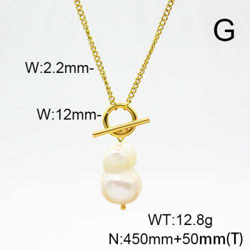 Stainless Steel Necklace  Cultured Freshwater Pearls  6N3001407vbpb-908