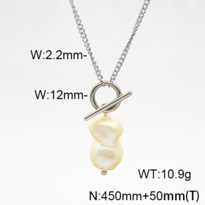Stainless Steel Necklace  Cultured Freshwater Pearls  6N3001408bbov-908