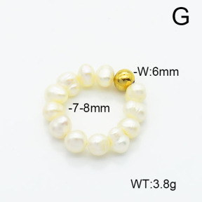 Stainless Steel Ring  Cultured Freshwater Pearls  6R3000217vbmb-908