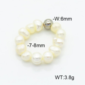Stainless Steel Ring  Cultured Freshwater Pearls  6R3000218vbmb-908