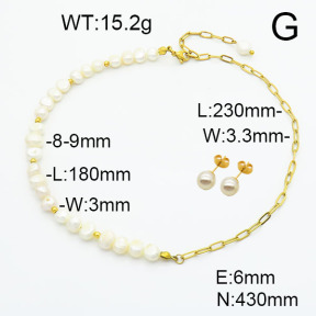 Stainless Steel Sets  Cultured Freshwater Pearls  6S0016289vhol-908