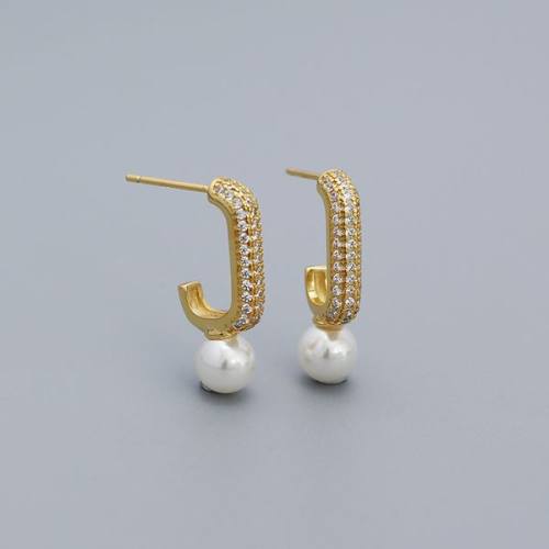 925 Silver Earrings  WT:2.55g  3.5*21.7mm, Pearl:6mm  JE2801ajam-Y05  YHE0540