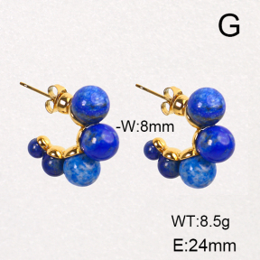 Stainless Steel Earrings  Lapis Lazuli,Handmade Polished  GEE000867bhia-066