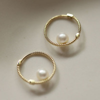 925 Silver Earrings  WT:1.2g  15mm
Pearl:5mm  JE2839vhnp-Y16  E994