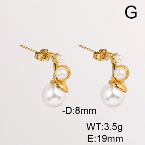 Stainless Steel Earrings  Plastic Imitation Pearls,Handmade Polished  GEE000842bhia-066