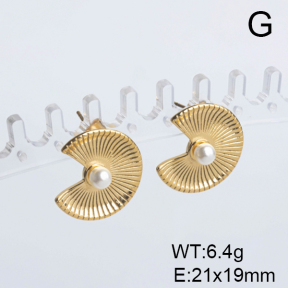 Stainless Steel Earrings  Plastic Imitation Pearls,Handmade Polished  GEE000928bhia-066