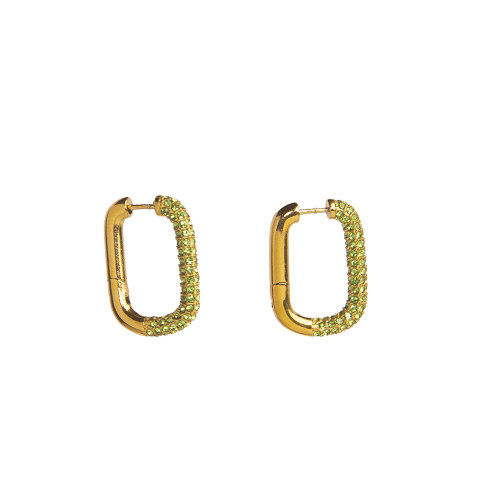 Stainless Steel Earrings  Czech Stones,Handmade Polished  Hoop  PVD Vacuum Plating Gold  WT:9.2g  E:27x20mm  GEE001027vhmv-066