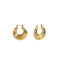 Stainless Steel Earrings  Handmade Polished  Hoop  PVD Vacuum Plating Gold  WT:9.2g  E:28mm  GEE001029vhkb-066