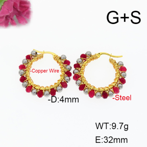 Fashion Copper Earrings  Red Jade  F6E404321ahjb-908