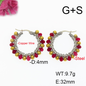 Fashion Copper Earrings  Red Jade  F6E404322ahjb-908
