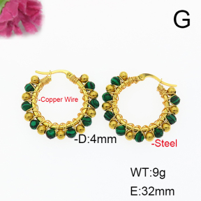 Fashion Copper Earrings  Synthetic Malachite  F6E404323ahjb-908
