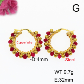 Fashion Copper Earrings  Red Jade  F6E404325ahjb-908