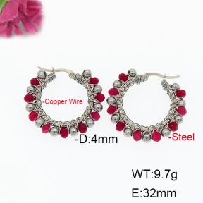 Fashion Copper Earrings  Red Jade  F6E404326bhia-908