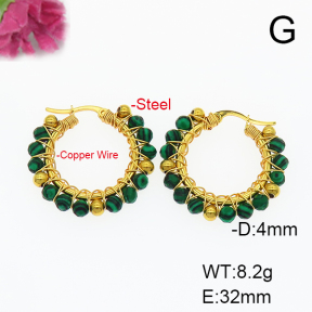 Fashion Copper Earrings  Synthetic Malachite  F6E404337ahjb-908