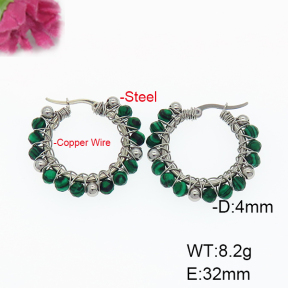 Fashion Copper Earrings  Synthetic Malachite  F6E404338bhia-908