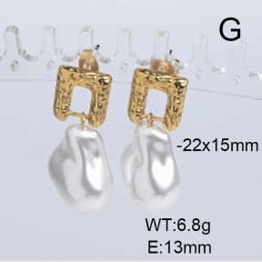 Stainless Steel Earrings  Plastic Imitation Pearls,Handmade Polished  GEE000926bhia-066