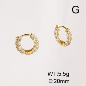 Stainless Steel Earrings  Czech Stones & Plastic Imitation Pearls,Handmade Polished  GEE000990vhkb-066