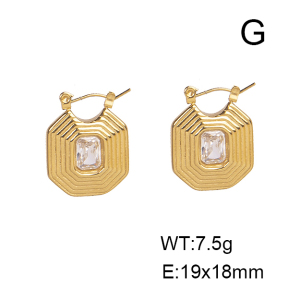 Stainless Steel Earrings  Zircon,Handmade Polished  GEE001023vhkb-066