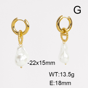 Stainless Steel Earrings  Plastic Imitation Pearls,Handmade Polished  GEE001031bhia-066