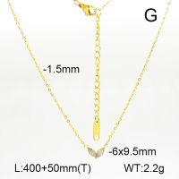 Stainless Steel Necklace  Zircon,Handmade Polished  7N4000473bhva-066